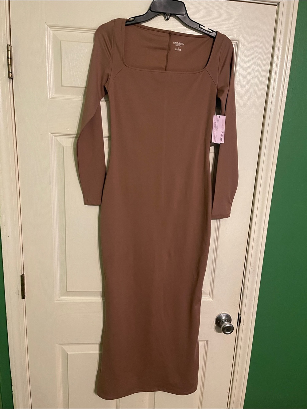 wild fable Long Sleeve Square Neck Maxi Dress in Brown